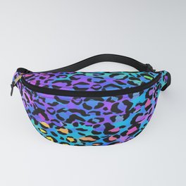 Holographic Rainbow Leopard Print Spots on Bright Neon Fanny Pack