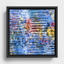 Abstract in Blue, Yellow, Pink  Framed Canvas