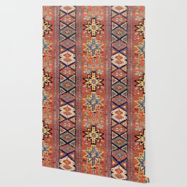 Southwestern Farmhouse II // 19th Century Colorful Red Yellow Blue Green Aztec Farm Stars Pattern Wallpaper