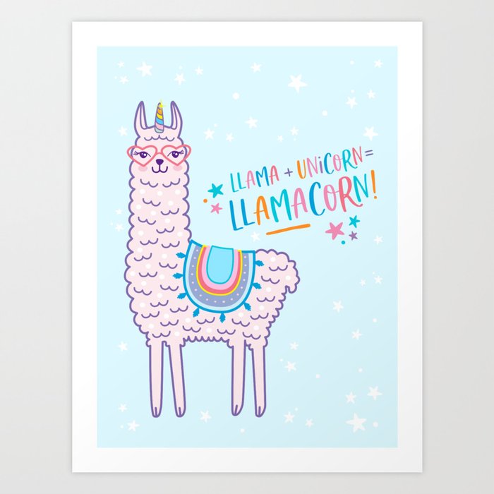 llama unicorn llamacorn pink lama alpaca funny cute gift Art Print