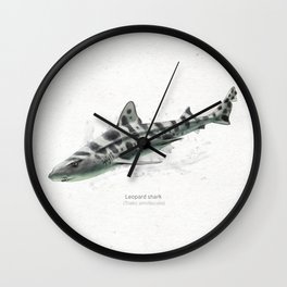 Leopard shark scientific illustration art print Wall Clock