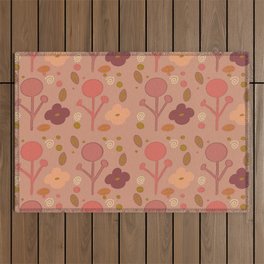 Tiny Colorful Flowers Pattern Outdoor Rug