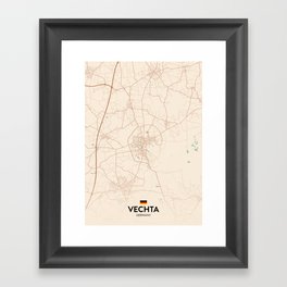 Vechta, Germany - Vintage City Map Framed Art Print