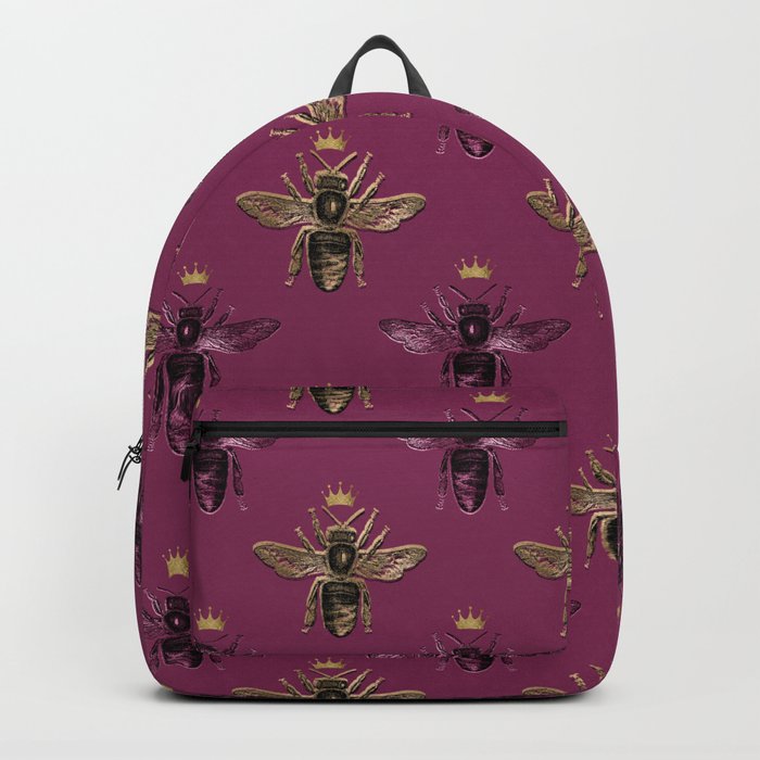 Burgundy Bees Pattern Backpack