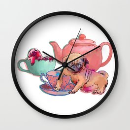 Pug and Sloth Tea Party  Wall Clock