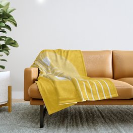 Geometric Lines and Shapes 29 in Mustard Yellow Throw Blanket