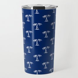 Blue And White Palm Trees Pattern Travel Mug