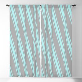 [ Thumbnail: Dark Gray and Turquoise Colored Stripes/Lines Pattern Blackout Curtain ]