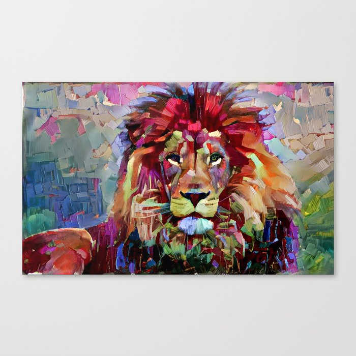 Colorful Lion Painting Canvas Print By Erisian Society6