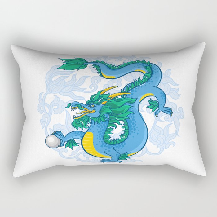 Blue Dragon with pearl Rectangular Pillow