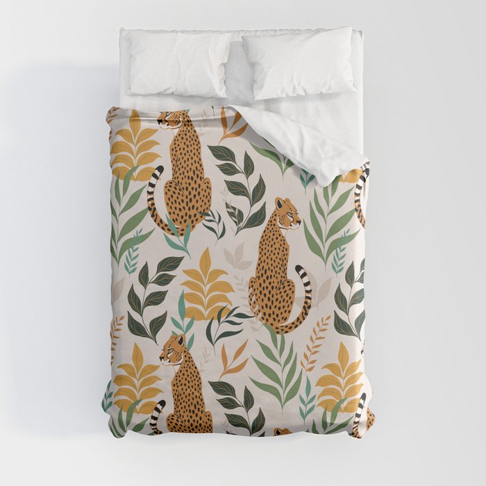 Spring Cheetah Pattern I - Green and Yellow Duvet Cover