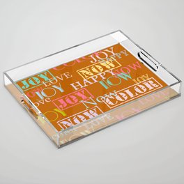 Enjoy The Colors - Colorful typography modern abstract pattern on Sudan Brown color background  Acrylic Tray