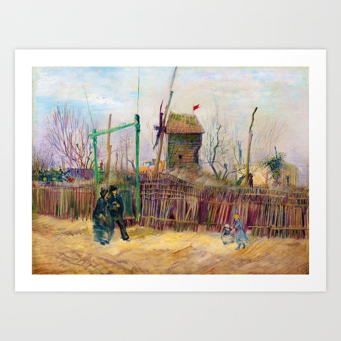 Vincent van Gogh "Scène de rue à Montmartre (Impasse des Deux Frères et le Moulin à Poivre)" Art Print