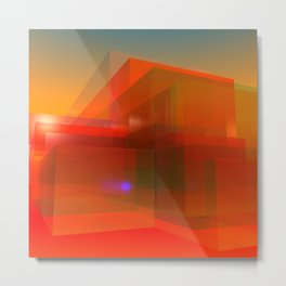 red glass and a lilac reflection Metal Print | 3Dart, Boxes, 3D, Graphicdesign, Glass, Reflection, Light, Cube, Orange, Box 