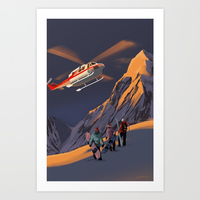 Sunrise Heli Ski Art Print