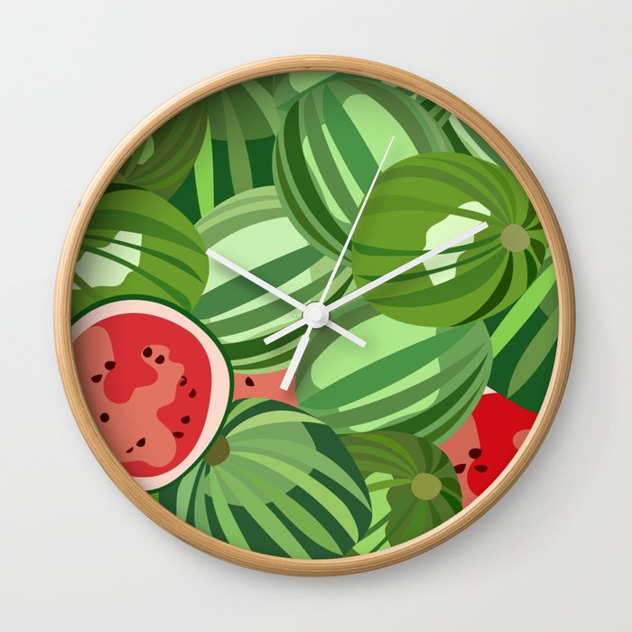 Watermelon - Colorful Summer Vibe Fruity Art Design Wall Clock