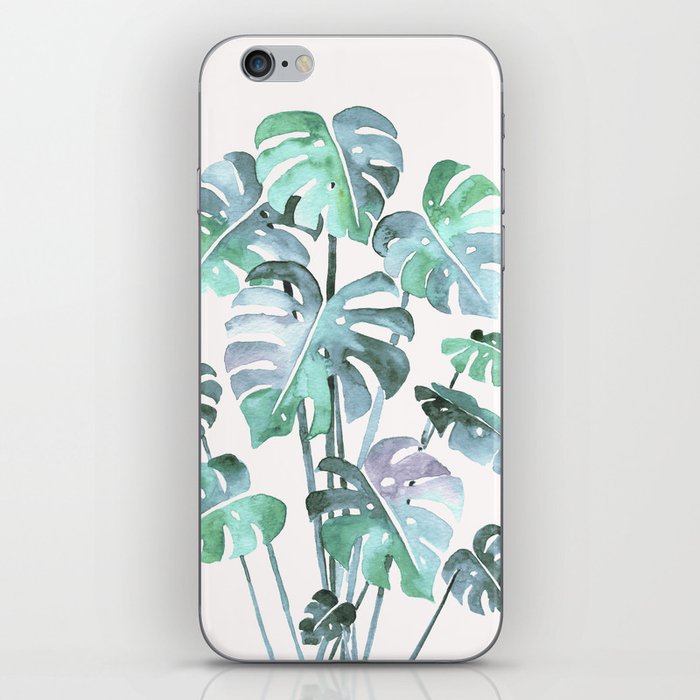 Delicate Monstera Blue And Green #society6 iPhone Skin