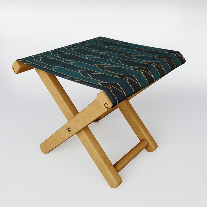 Teal and Turquoise Stone Towers Folding Stool