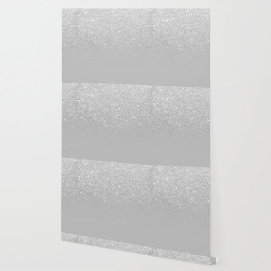 Trendy Modern Silver Ombre Grey Color Block Wallpaper By