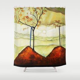 Autumn Sun & Foliage landscape painting by Egon Schiele Shower Curtain