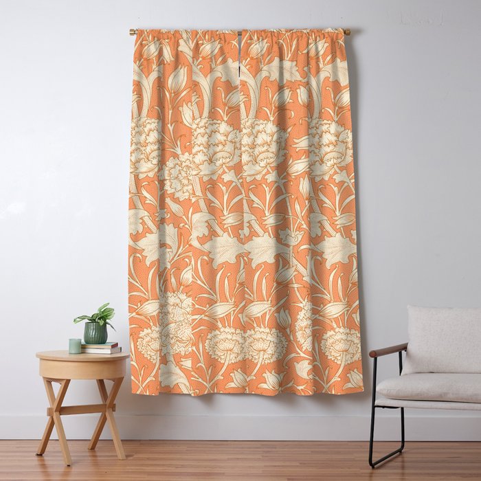 Orange Classic Vintage Floral Pattern Blackout Curtain By Shirtsandgifts Society6