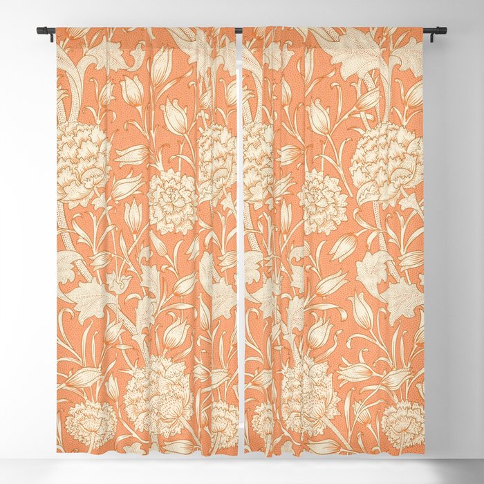 Orange Classic Vintage Floral Pattern Blackout Curtain