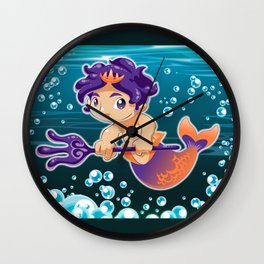 Baby triton with trident in his hands. Wall Clock