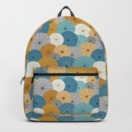Sea Urchins in Blue + Gold Backpack | Blue, Sea, Abstract Shells, Beach, Nature, Abstract Beach, Summer, Dots, Abstract, Graphicdesign 