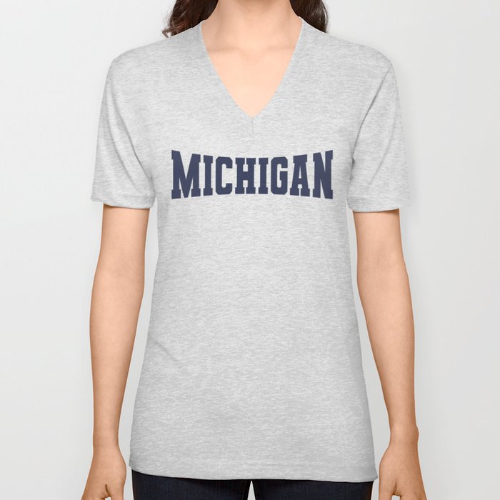 Michigan - Navy V Neck T Shirt