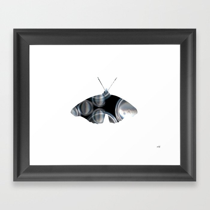 Metal Can Butterfly Collage Framed Art Print