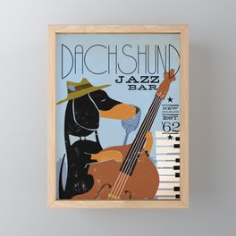 dachshund doxie wiener dog jazz music dog art musician  Framed Mini Art Print