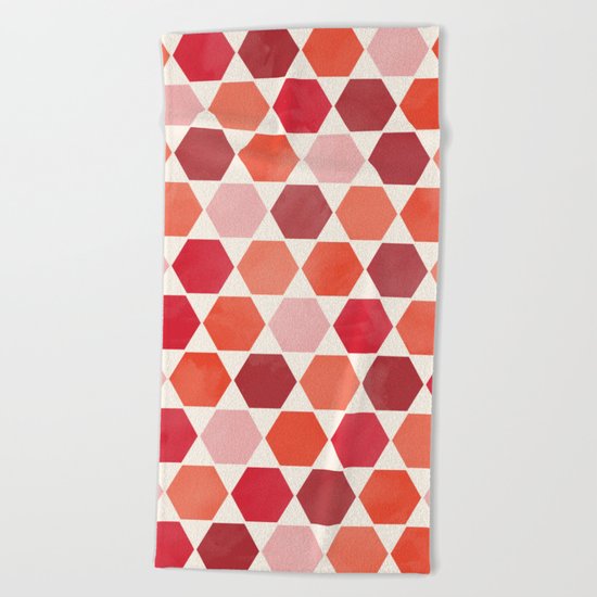 Red Tiles Beach Towel