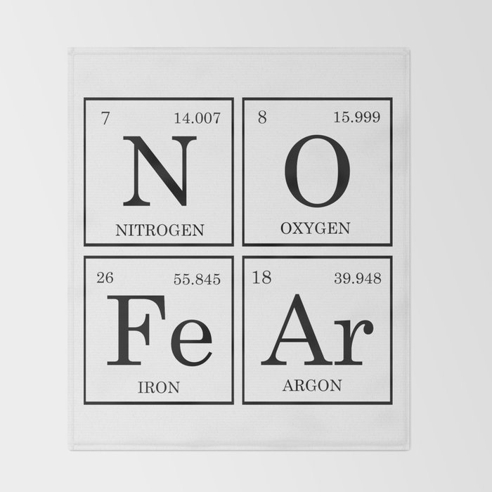 No Fear Elements Periodic Table Throw Blanket