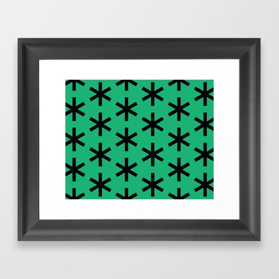 Vondel Black on Green Pattern Framed Art Print