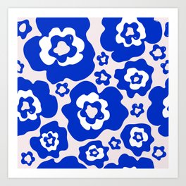 Abstract Blue Flower Pattern 01 Art Print