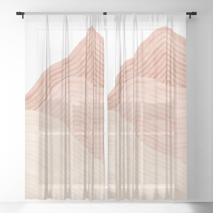 Abstract pastel watercolor mountains Sheer Curtain
