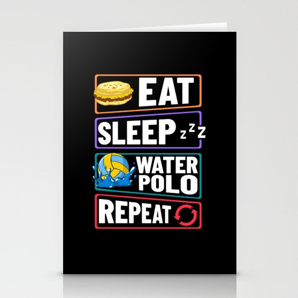 Water Polo Ball Player Cap Goal Game Stationery Cards