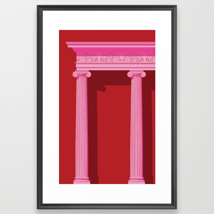 Ionic Entablature in Pink Framed Art Print