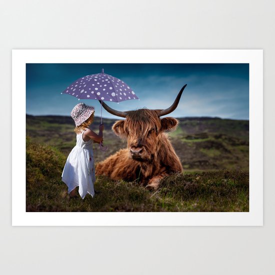 Young Child with Cow Art Print