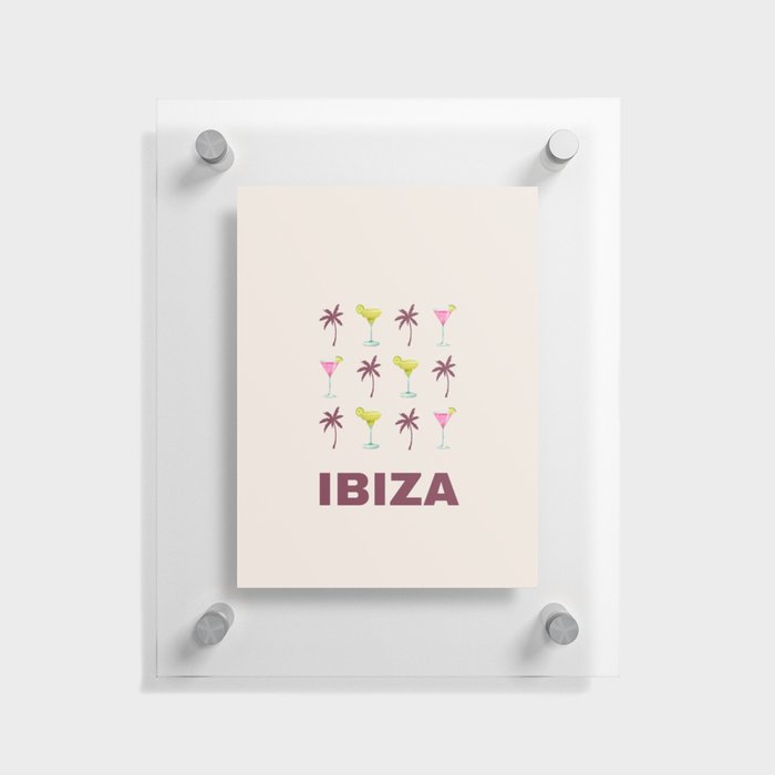 Ibiza Vacations Retro Illustration Modern Art Decor Boho Light Pink Aesthetic Floating Acrylic Print