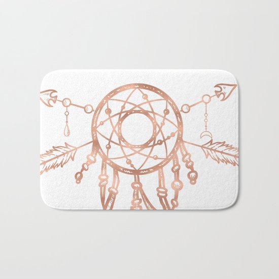 Mandala Rose Gold Pink Dreamcatcher Bath Mat