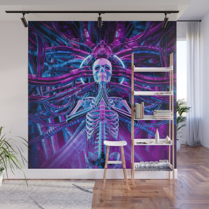 Gothic Harmony Science Fiction Cyberpunk Skeleton Meditation Wall Mural