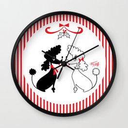 Two Christmas Poodles Wall Clock