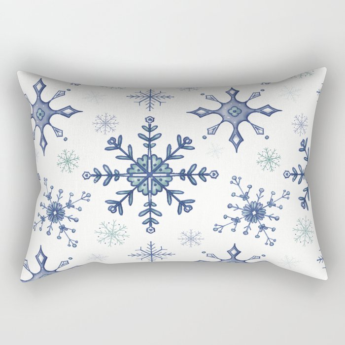 Snowflakes - Crisp White Rectangular Pillow