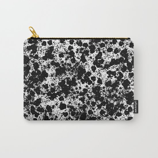 Peppered - Abstract, black and white paint splats Carry-All Pouch