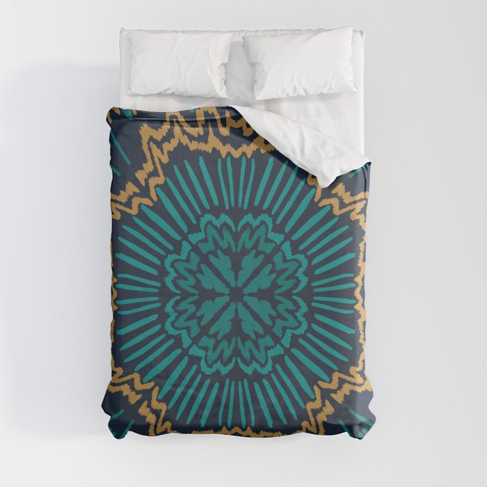 Blue Textured Abstract Mandala Duvet Cover