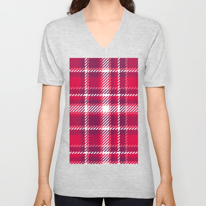 Mid-century modern Retro Valentine's Tartan V Neck T Shirt