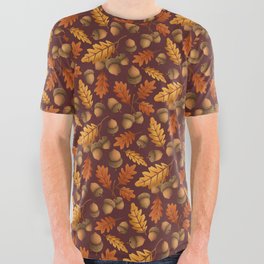 Acorns with oak leaves All Over Graphic Tee
