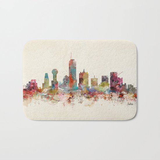 dallas texas skyline Bath Mat