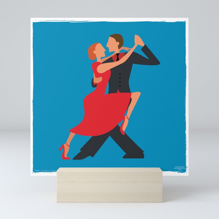 Tango Dance Couple Bright Super Flat Design High Res Mini Art Print